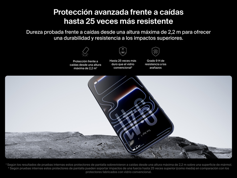 Belkin ScreenForce UltraGlass 2 Screen Protector delivers up to 25x stronger protection with 7.2 ft drop resistance and 9H scratch durability for iPhone.