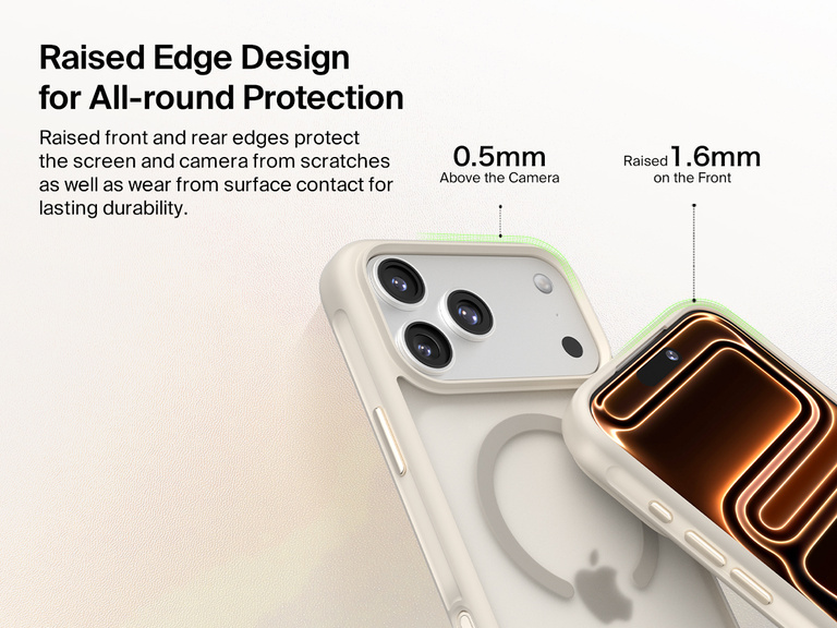 Belkin ScreenForce Protect Series Case for iPhone 17 featuring touch-sensitive camera button and layered design for magnetic precision and durable protection.