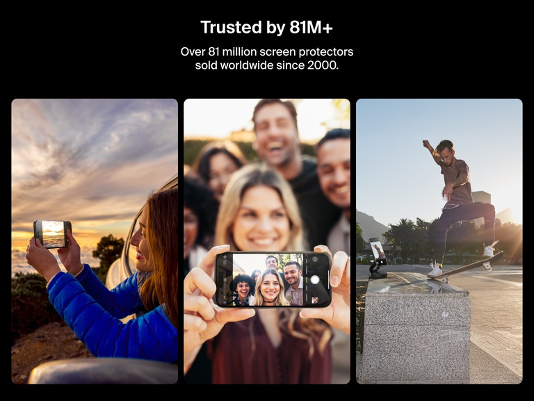 Belkin ScreenForce UltraGlass 2 Screen Protector trusted by over 81 million users worldwide for reliable iPhone screen protection.