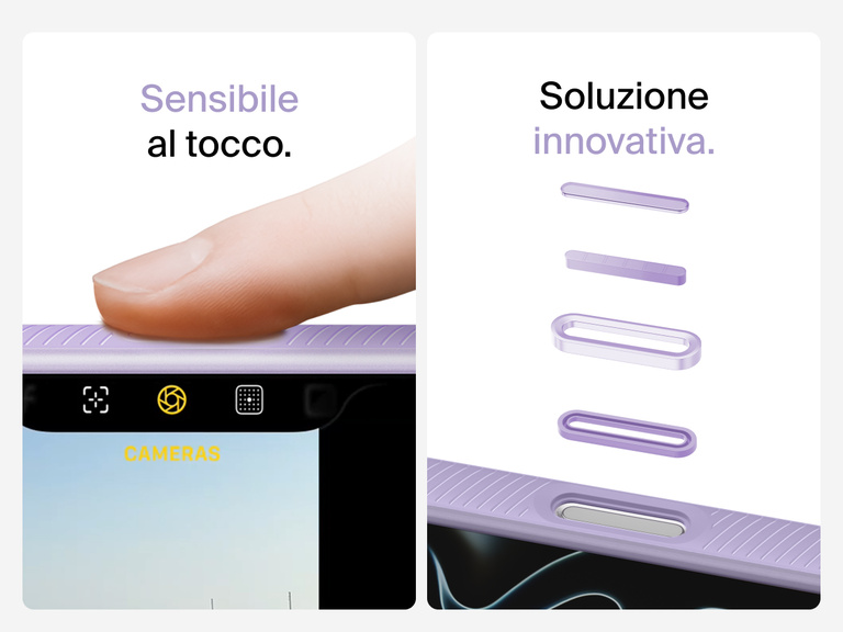 Belkin SheerForce Grip Series Case for iPhone 17 with MagSafe ring, raised edges, and floating tinted buttons for precision protection.