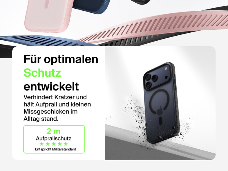 Belkin SheerForce Grip Series Case for iPhone 17 shown with textured grip and impact protection against drops.