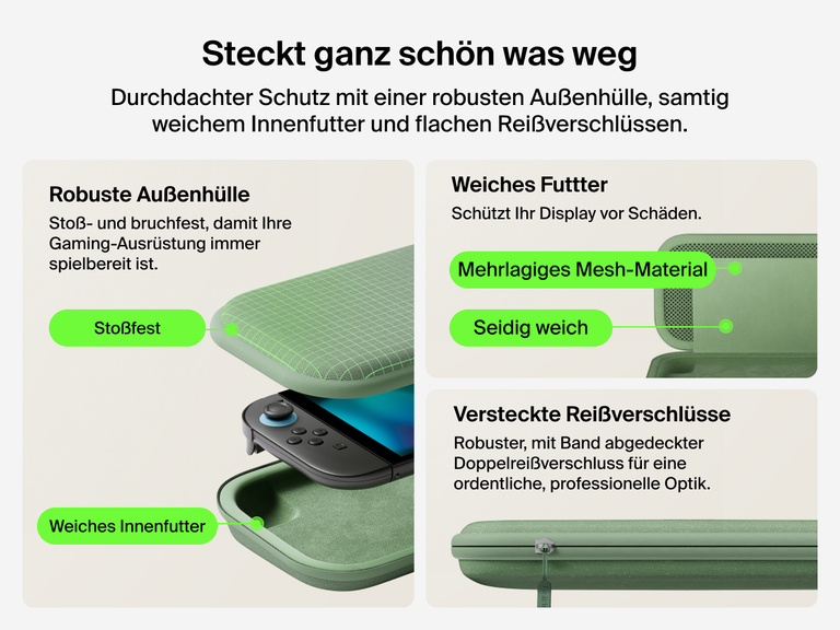 Belkin Gaming Travel Case for Nintendo Switch 2 features a tough outer shell, soft velvet and mesh interior, and stealth zippers for durable, protective, and stylish portability.