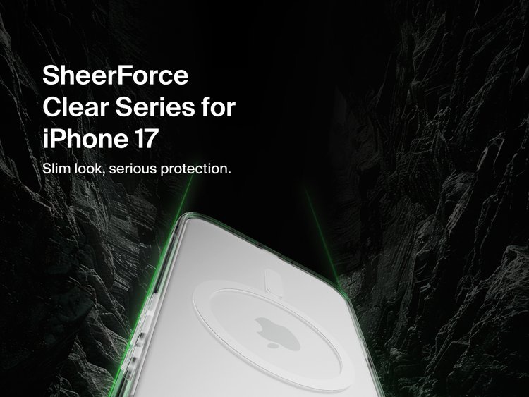 Belkin SheerForce Clear Series Case for iPhone 17 shown with slim transparent design and durable protection.