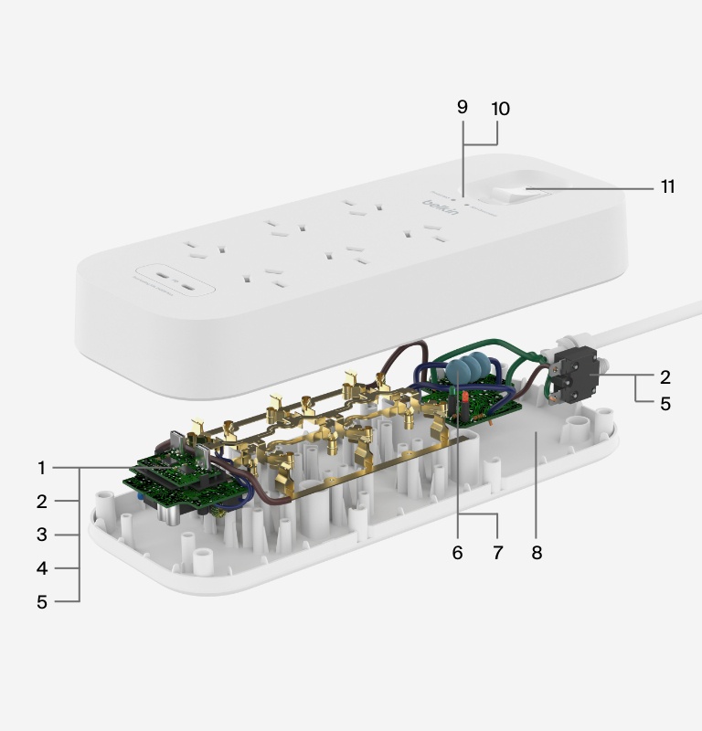 6-Outlet Surge Protector with Dual USB-C 30W Power Strip for Home, Office, Travel, Laptop, Home Entertainment Systems, Appliances  