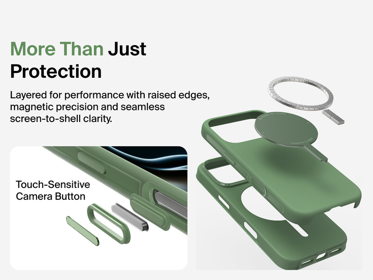 Belkin ScreenForce Protect Series Case for iPhone 17 with MagSafe and Qi2 compatibility for strong magnetic attachment to chargers and accessories.
