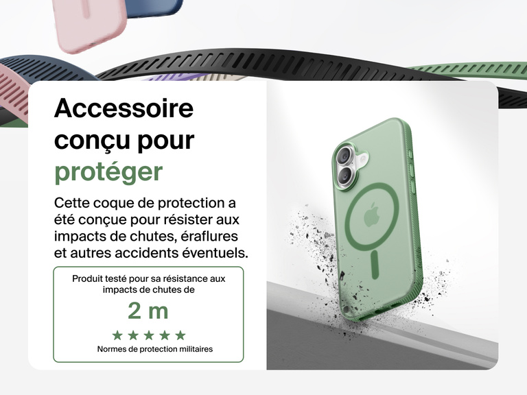 Belkin SheerForce Grip Series Case for iPhone 17 shown with textured grip and impact protection against drops.