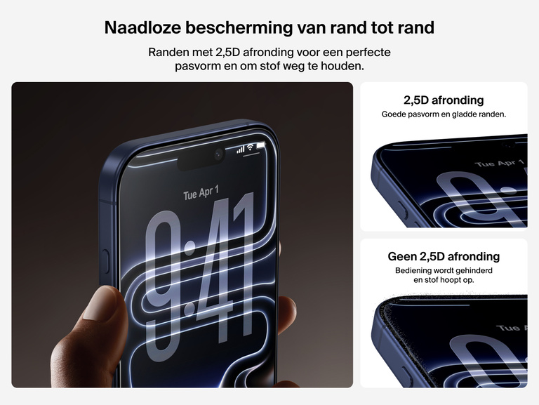 Belkin ScreenForce InvisiGlass Screen Protector with seamless 2.5D edge-to-edge coverage for a smooth, dust-free fit.