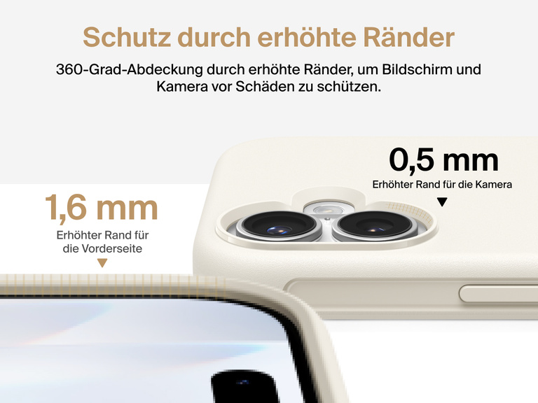 Belkin H&uuml;lle der SheerForce Protect Serie f&uuml;r das iPhone 17 mit erh&ouml;hten R&auml;ndern, die dem Milit&auml;rstandard f&uuml;r Schutz bei Aufprall aus bis zu 4&nbsp;m H&ouml;he entspricht.