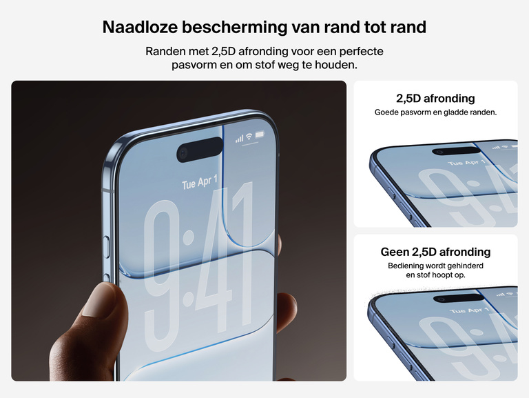 Belkin ScreenForce InvisiGlass Screen Protector with seamless 2.5D edge-to-edge coverage for a smooth, dust-free fit.