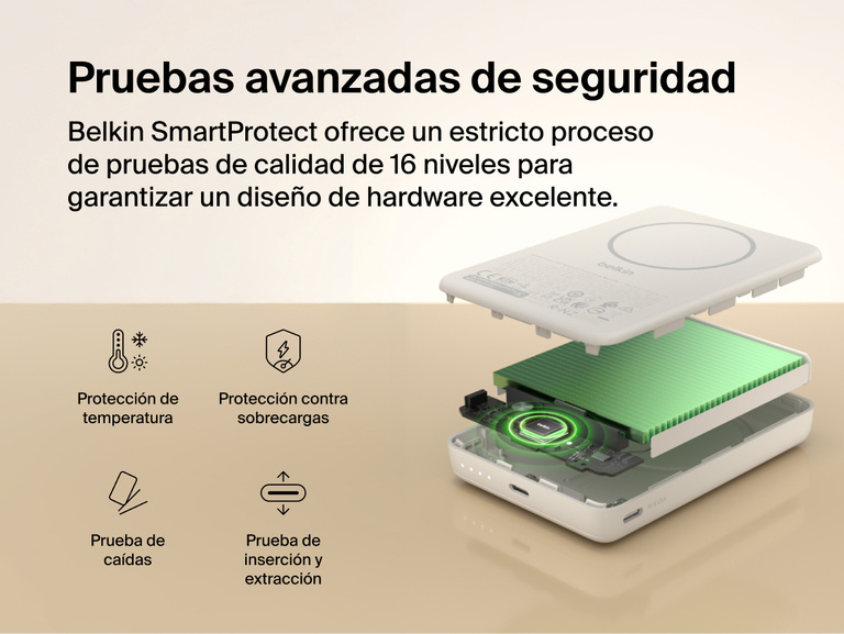 Slim Magnetic Power Bank 10K with Qi2 internal components exploded view highlighting thermal management and safety protection features