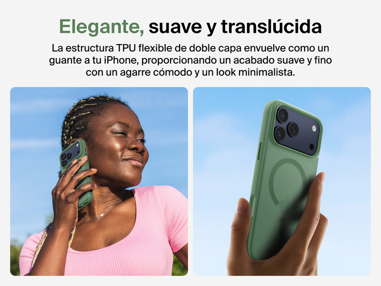 Belkin SheerForce Grip Series Case for iPhone 17 with slim translucent design and soft-touch finish for a comfortable grip.