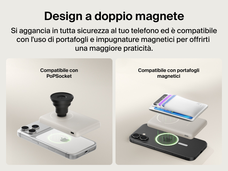 Belkin BoostCharge Slim Magnetic Power Bank 5K with Qi2 highlighting an ultra-slim, lightweight design with smart thermal control for safe, pocket-friendly portable charging.