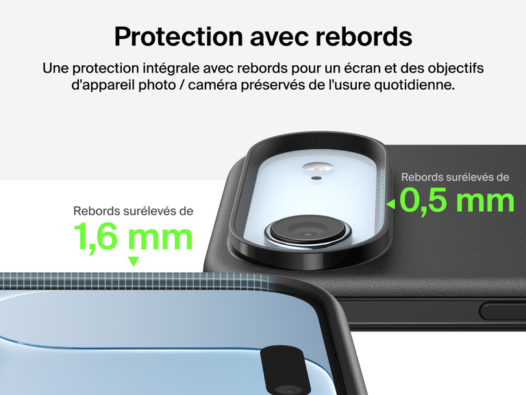 Coque de protection Belkin ScreenForce Protect Series pour iPhone 17 avec rebords et protection anti-impacts de chutes de moins de 4&nbsp;m.