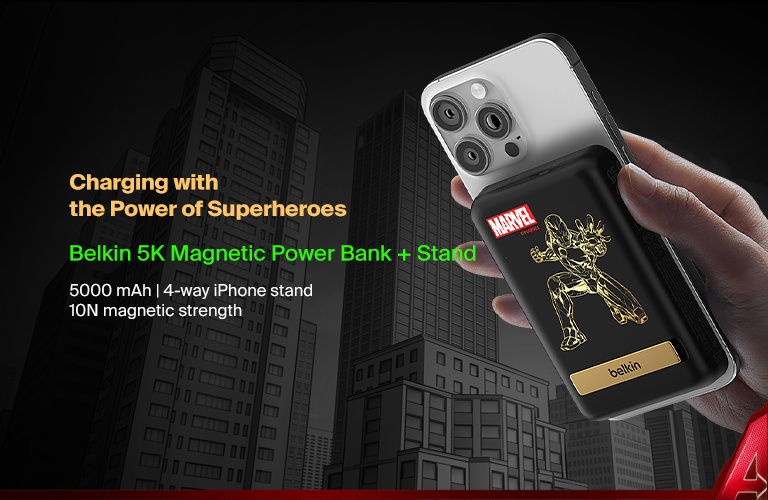 BoostCharge Magnetic Wireless Power Bank 5K + Stand (Marvel Collection) | Belkin