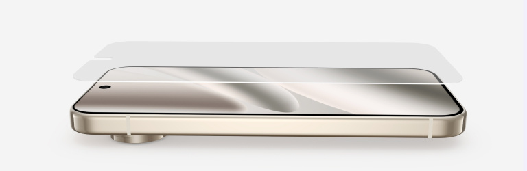 Google Pixel 11 with a screen protector shown hovering above the display, illustrating easy application and full-screen protection.