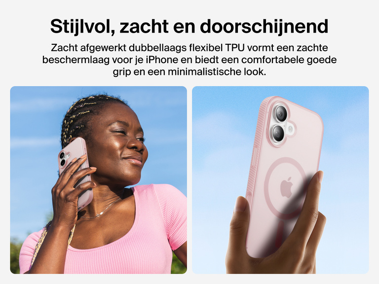 Belkin SheerForce Grip Series Case for iPhone 17 with slim translucent design and soft-touch finish for a comfortable grip.