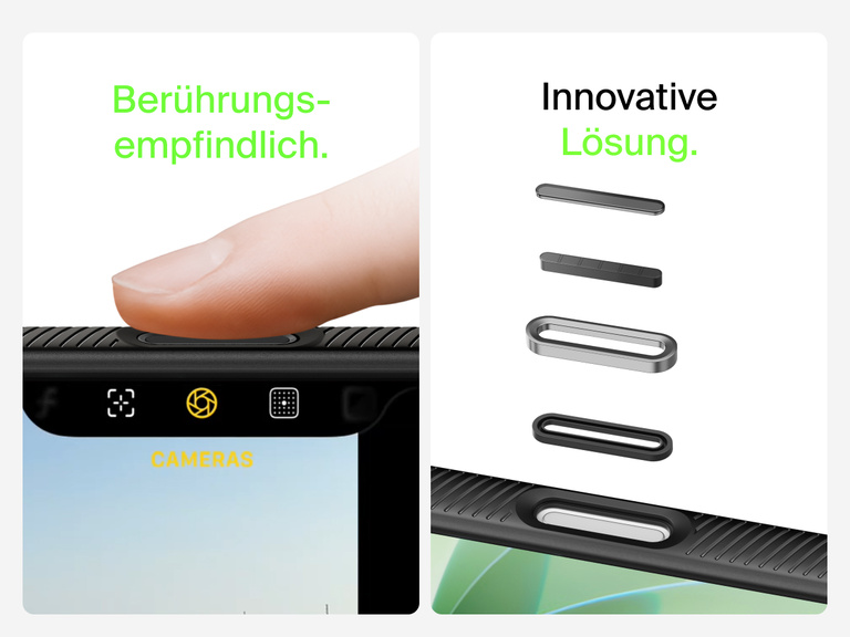 Belkin SheerForce Grip Series Case for iPhone 17 with MagSafe ring, raised edges, and floating tinted buttons for precision protection.