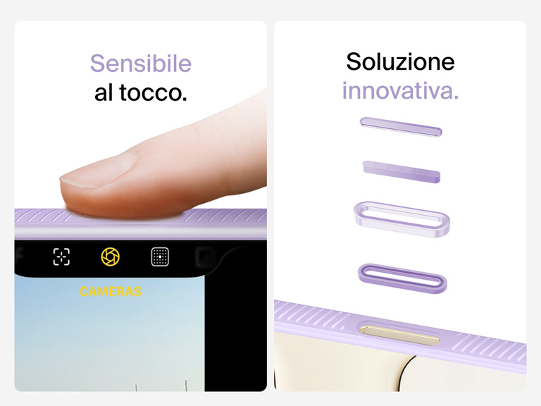 Belkin SheerForce Grip Series Case for iPhone 17 with MagSafe ring, raised edges, and floating tinted buttons for precision protection.