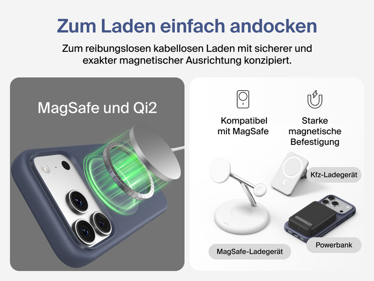 Belkin H&uuml;lle der SheerForce Protect Serie f&uuml;r iPhone 17 mit erh&ouml;hten R&auml;ndern zum Bildschirm- und Kameraschutz, entwickelt zum nahtlosen magnetischen, kabellosen Laden.