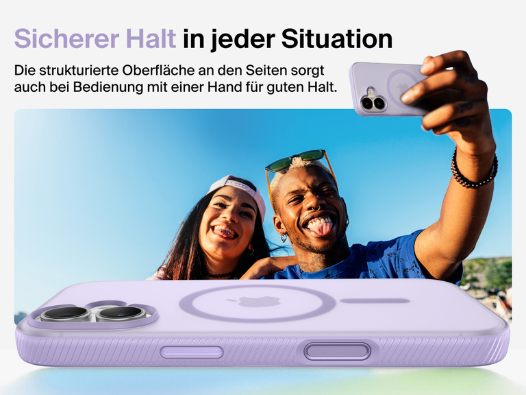 Belkin SheerForce Grip Series Case for iPhone 17 with military-grade drop protection and textured non-slip grip.