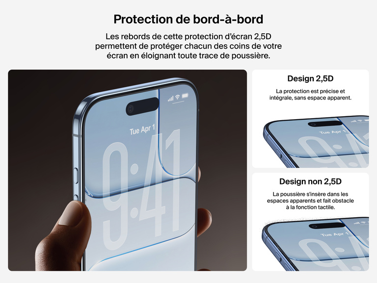 Belkin ScreenForce InvisiGlass Screen Protector with seamless 2.5D edge-to-edge coverage for a smooth, dust-free fit.
