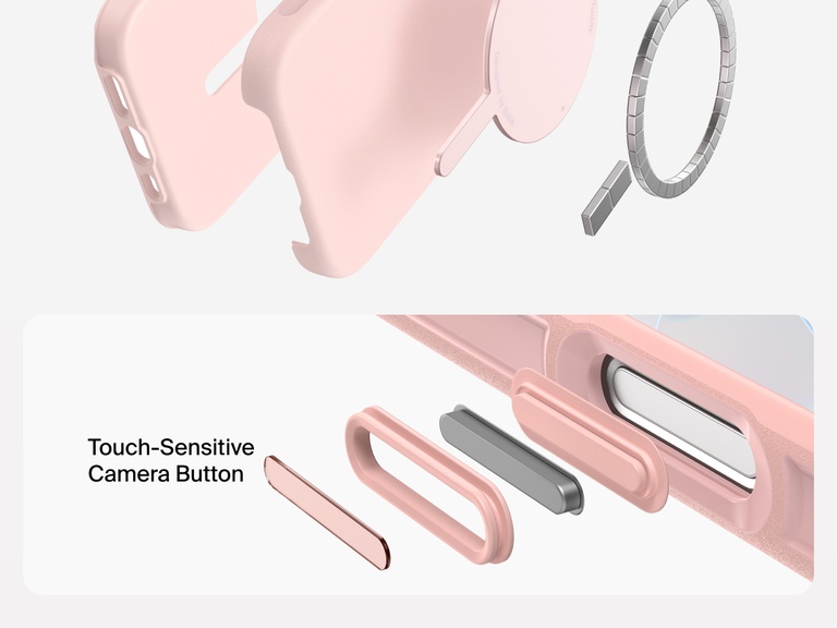 Belkin ScreenForce Protect Series Case for iPhone 17 featuring touch-sensitive camera button and layered design for magnetic precision and durable protection.