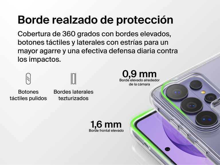 Belkin SheerForce Clear Series Case for Samsung Galaxy S26 shown with Nano-Titan technology supporting heat dissipation to minimize overheating while maintaining a slim, lightweight protective design.
