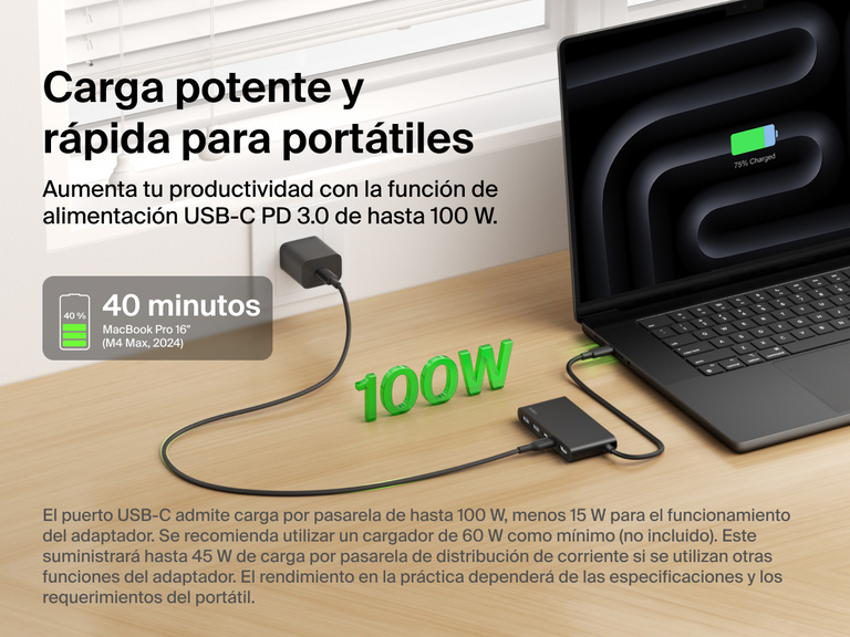 Belkin Connect 5-Port USB-C Hub with Dual USB-C Ports delivers fast laptop charging with up to 100W USB-C Power Delivery.