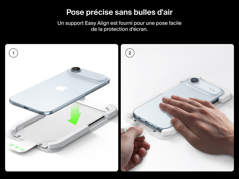 Belkin ScreenForce UltraGlass 2 Screen Protector includes an Easy Align tray for precise, bubble-free installation on iPhone.