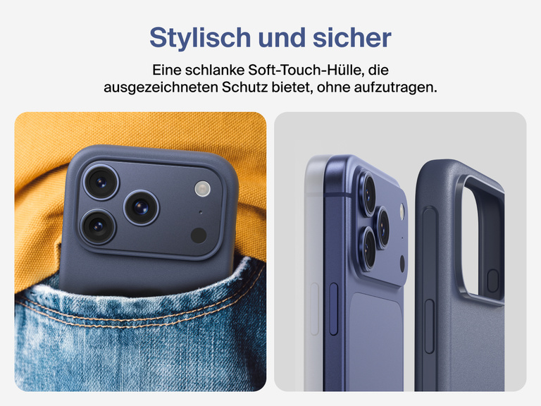 Belkin H&uuml;lle der SheerForce Protect Serie f&uuml;r iPhone 17 mit ber&uuml;hrungsempfindlicher Kamerataste und mehreren Schichten f&uuml;r magnetische Pr&auml;zision und robusten Schutz.