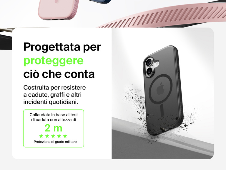 Belkin SheerForce Grip Series Case for iPhone 17 shown with textured grip and impact protection against drops.