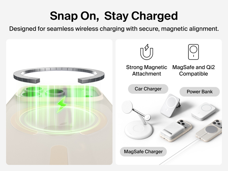Close-up of Belkin SheerForce Grip Series Case for iPhone 17 with textured edges for secure, comfortable handling.