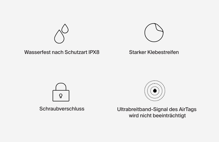 Wasserfester Secure Holder mit Klebestreifen für das AirTag