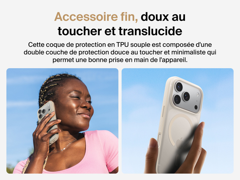 Belkin SheerForce Grip Series Case for iPhone 17 with slim translucent design and soft-touch finish for a comfortable grip.