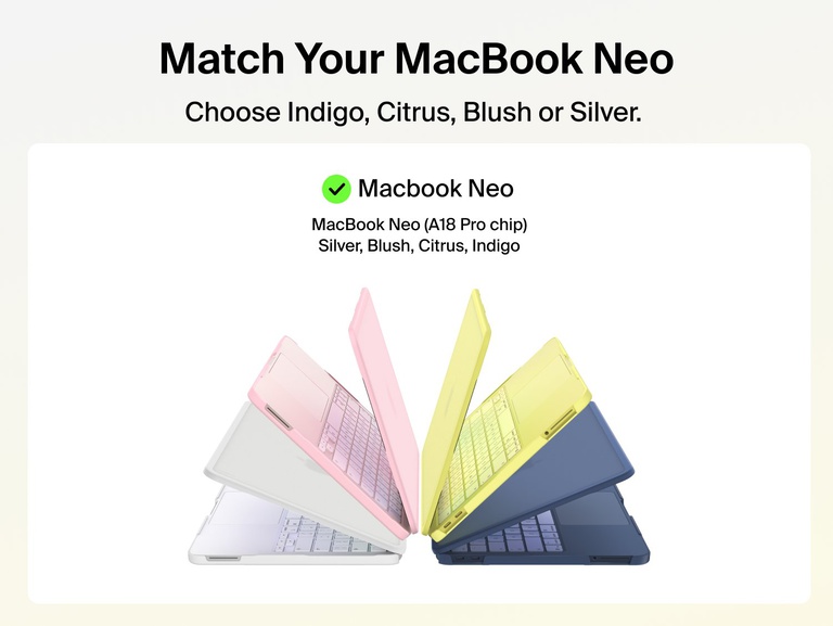 Match Your MacBook Neo with a hard shell case in four color options