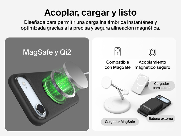 La funda SheerForce Protect Series para iPhone 17 de Belkin cuenta con bordes realzados para preservar efizcamente la pantalla y las lentes de la c&aacute;mara y su dise&ntilde;o no obstaculiza la carga magn&eacute;tica inal&aacute;mbrica.