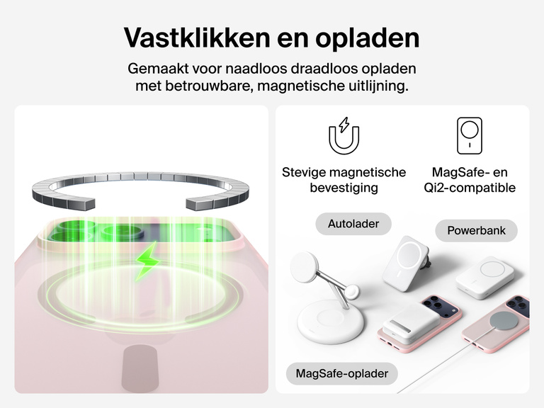 Close-up of Belkin SheerForce Grip Series Case for iPhone 17 with textured edges for secure, comfortable handling.