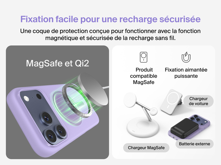 Coque de protection Belkin ScreenForce Protect&nbsp;Series pour iPhone&nbsp;17 avec rebords prot&eacute;geant l'&eacute;cran et les objectifs, con&ccedil;ue pour une recharge sans fil magn&eacute;tique fluide.