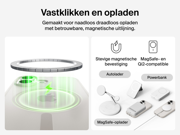 Close-up of Belkin SheerForce Grip Series Case for iPhone 17 with textured edges for secure, comfortable handling.