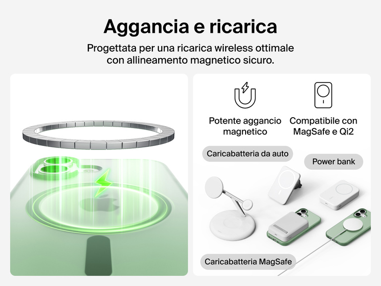 Close-up of Belkin SheerForce Grip Series Case for iPhone 17 with textured edges for secure, comfortable handling.