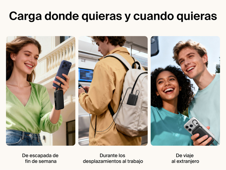 Belkin UltraCharge 10K power bank with integrated USB-C cable and digital display used for portable charging during travel, commuting, and everyday carry