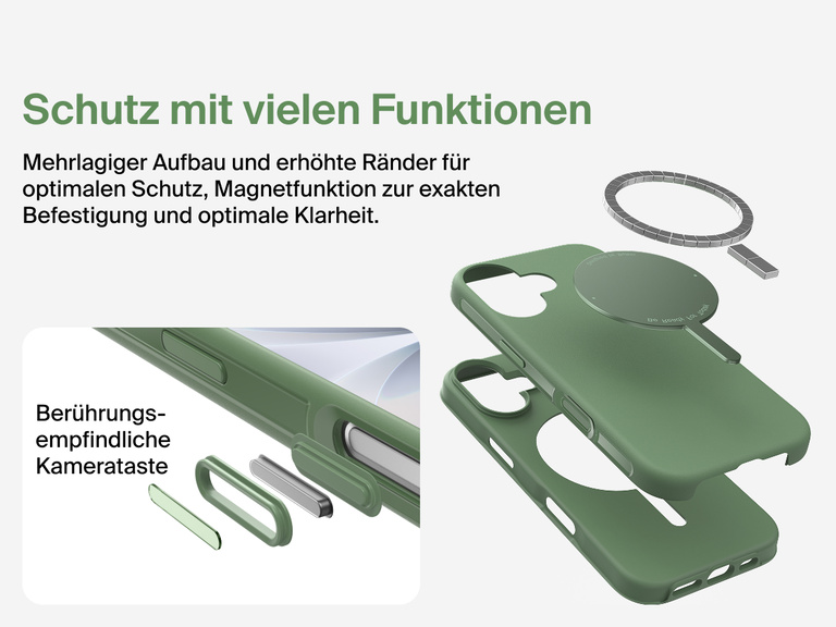 Belkin H&uuml;lle der SheerForce Protect Serie f&uuml;r iPhone 17, geeignet f&uuml;r MagSafe und Qi2 zur zuverl&auml;ssigen magnetischen Befestigung an Ladeger&auml;ten und anderem Zubeh&ouml;r.