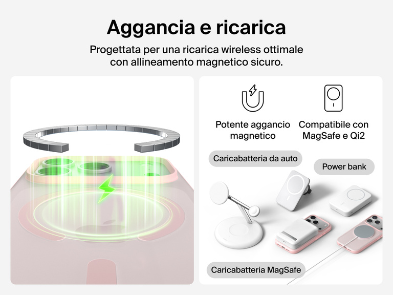 Close-up of Belkin SheerForce Grip Series Case for iPhone 17 with textured edges for secure, comfortable handling.