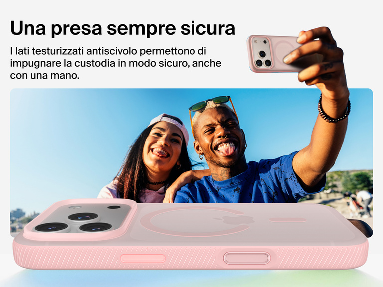 Belkin SheerForce Grip Series Case for iPhone 17 with military-grade drop protection and textured non-slip grip.