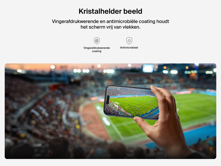 Belkin ScreenForce InvisiGlass-screenprotector biedt kristalhelder beeld dankzij vingerafdrukwerende coating.