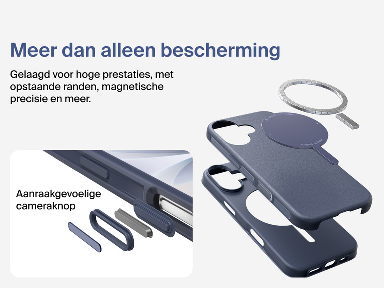 Belkin ScreenForce Protect-hoesje voor de iPhone 17, met MagSafe en Qi2-compatibiliteit voor stevige magnetische bevestiging op laders en accessoires.