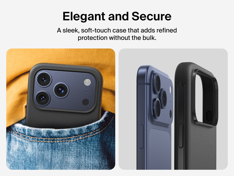 Belkin ScreenForce Protect Series Case for iPhone 17 featuring touch-sensitive camera button and layered design for magnetic precision and durable protection.