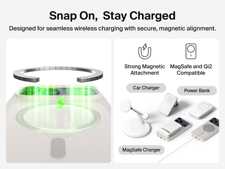 Close-up of Belkin SheerForce Grip Series Case for iPhone 17 with textured edges for secure, comfortable handling.