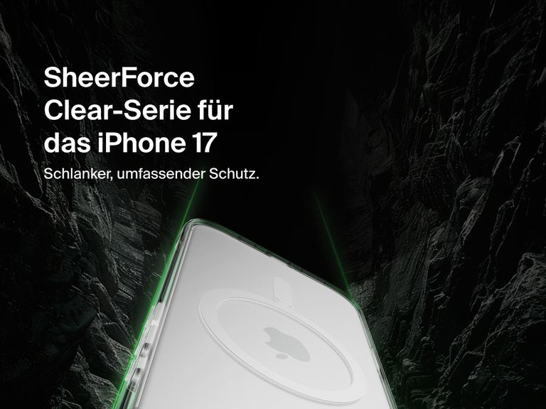 Belkin SheerForce Clear Series Case for iPhone 17 shown with slim transparent design and durable protection.