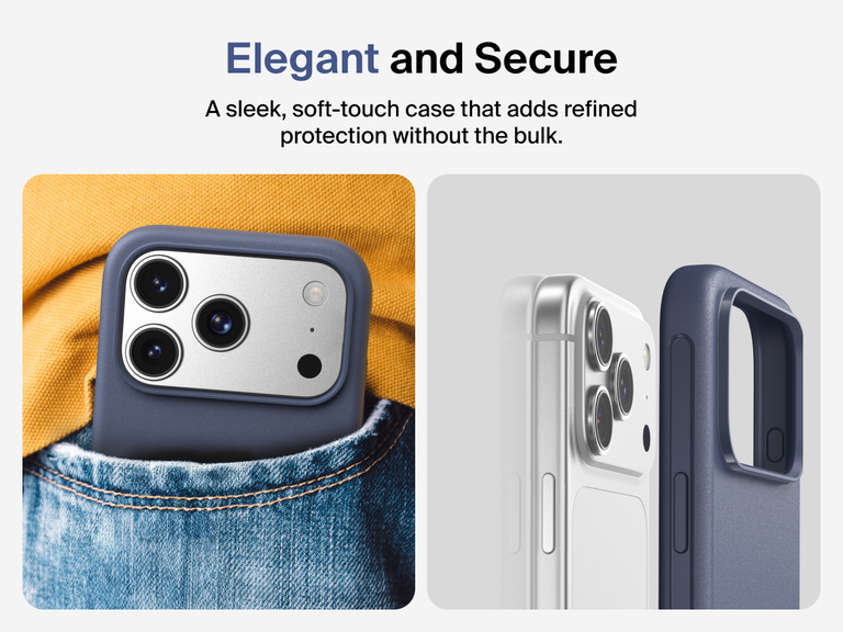 Belkin ScreenForce Protect Series Case for iPhone 17 featuring touch-sensitive camera button and layered design for magnetic precision and durable protection.